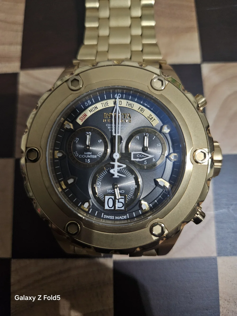 Invicta Reserve SubAqua Gold and Black Chronograph Bracelet Watch 50mm